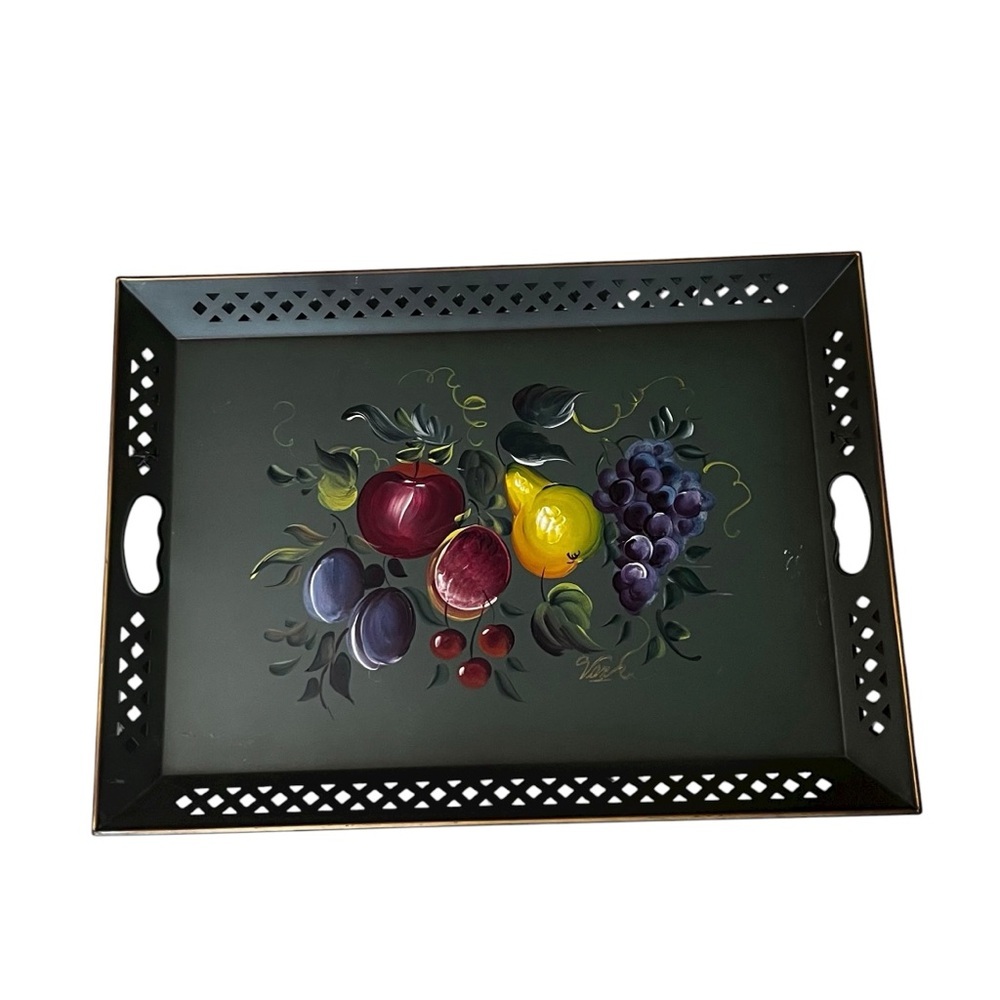 Nashco Hand Painted Tole Tray Signed